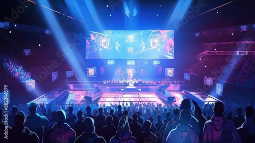 E-Sports Arena Battle  Crowded Edition Created with Generative Ai Technology