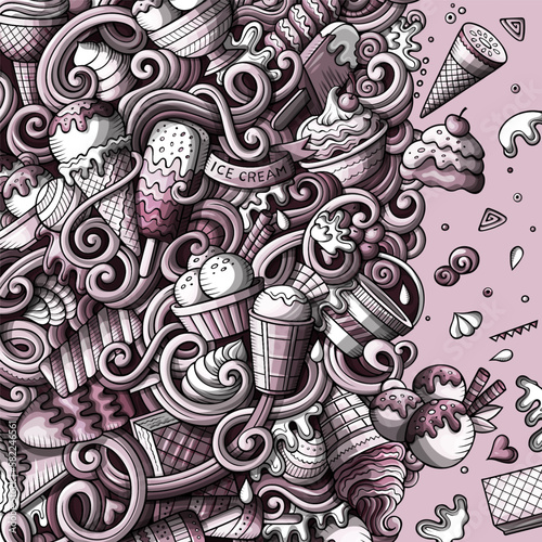 Cartoon hand-drawn doodles Ice Cream frame