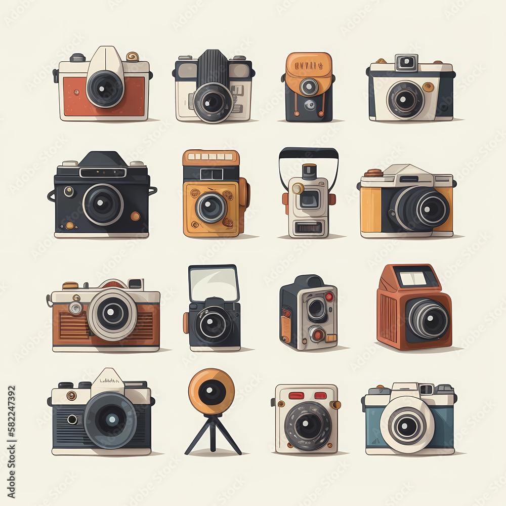 set of cameras icons 