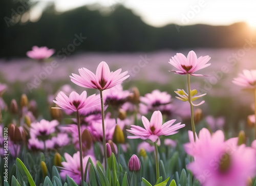 Field of flowers. Generative AI
