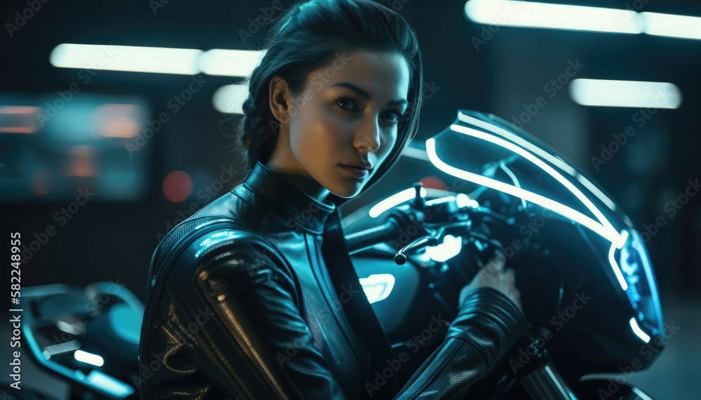 A girl in a futuristic costume. AI generation of a non-existent person A girl in a futuristic costume. AI generation of a non-existent person