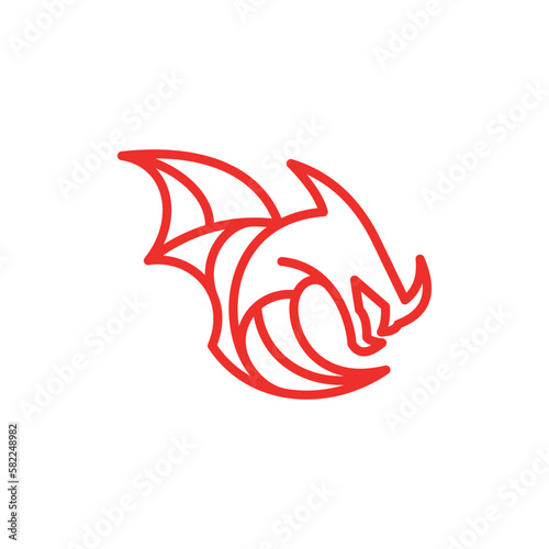 Dragon wings line modern creative logo