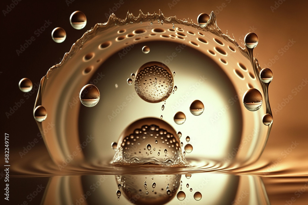 Water drops bouncing back after falling, creating a mesmerizing