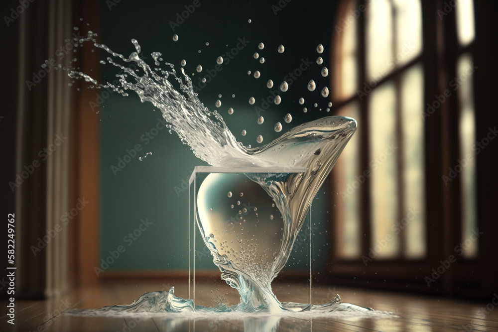 Water drops bouncing back after falling, creating a mesmerizing