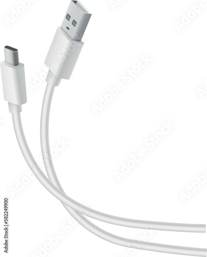white cables USB + type-C