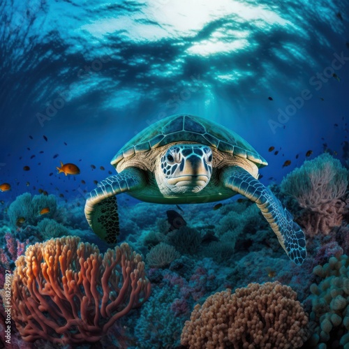 Conservationist working to protect their habitats  or a tourist marveling at their beauty  marine turtles are a cherished and iconic species that deserve our respect and attention. GENERATIVE AI