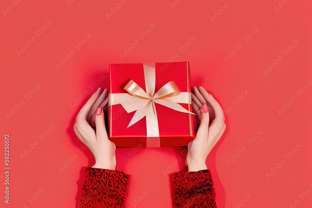 Kid with a large gift. Generative Ai Kid with a large gift. Generative Ai