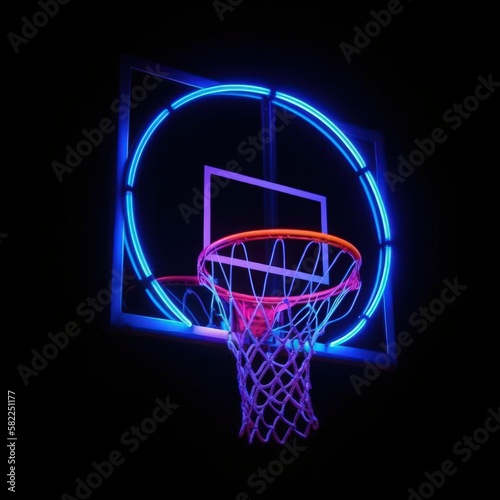 Neon basketball hoop on black background © davstudio