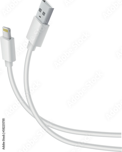 white cables USB + lightning