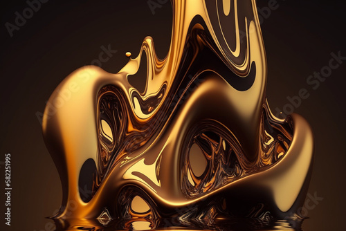 Fluid Melted Liquid Gold Texture. Melted Golden background artistic texture with melted gold Details. Ai generated