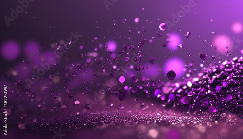 Purple and violet sparkly bokeh background with glitter texture. Generative AI.