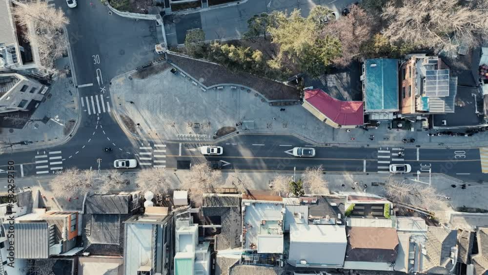 Drone View of Seoul city in South Korea, Traditional Hanok and Modern Building Drone View of Seoul city in South Korea, Traditional Hanok and Modern Building