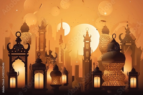 mosque in the golden night