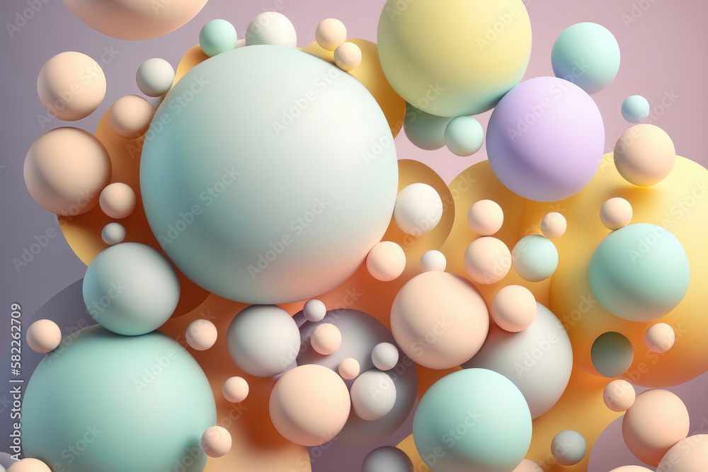 Illustration of an abstract geometry of balls in pastel colors. AI generation Illustration of an abstract geometry of balls in pastel colors. AI generation