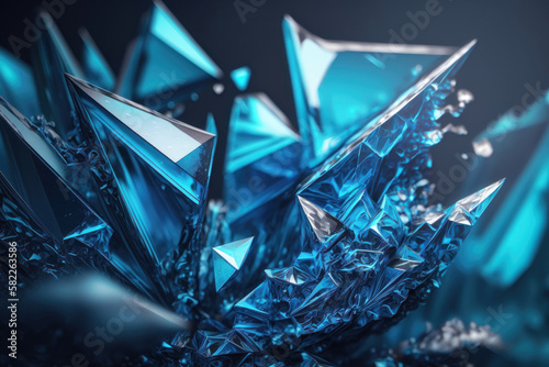 Abstract blue background of crystal refractions. AI generation © yuliachupina
