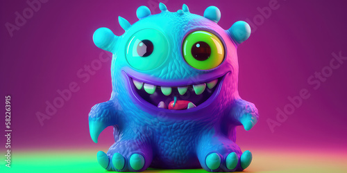 cute 3d monster colorful. Created with Generative Ai Technology
