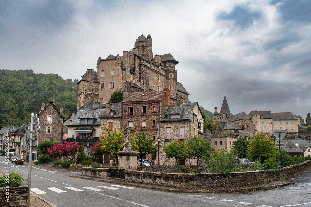 Architecture of the town of Estaing in the Lot valley in Aveyron, France
