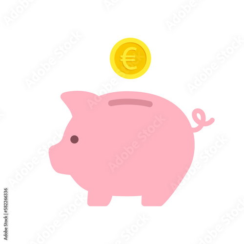 Piggy bank with euro coin