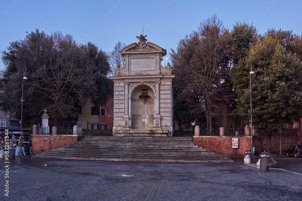 Early morning view of Piazza Trilussa , Rome, Italy
