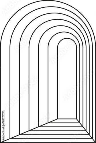 PNG illustration modern minimalistic retro aesthetic linear boho frame arch arc portal logo bohemian design element mystical geometric abstract border