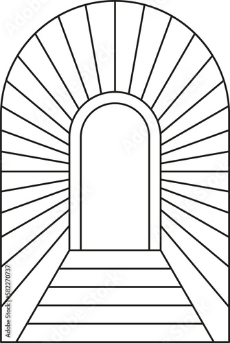 PNG illustration modern minimalistic retro aesthetic linear boho frame arch arc portal logo bohemian design element mystical geometric abstract border