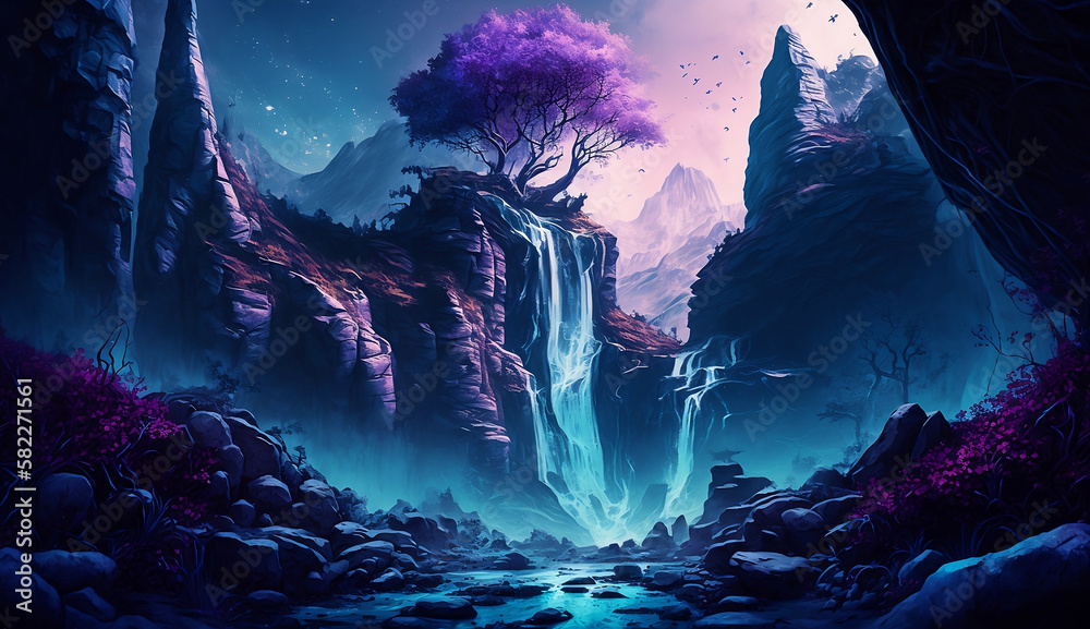 Purple Fantasy Realm - Elven Inspired - Illustration