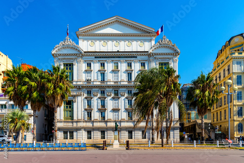 Historic Opera House and Theater hall at Promenade des Anglais along Nice beach on French Riviera Azure Coast in France photo