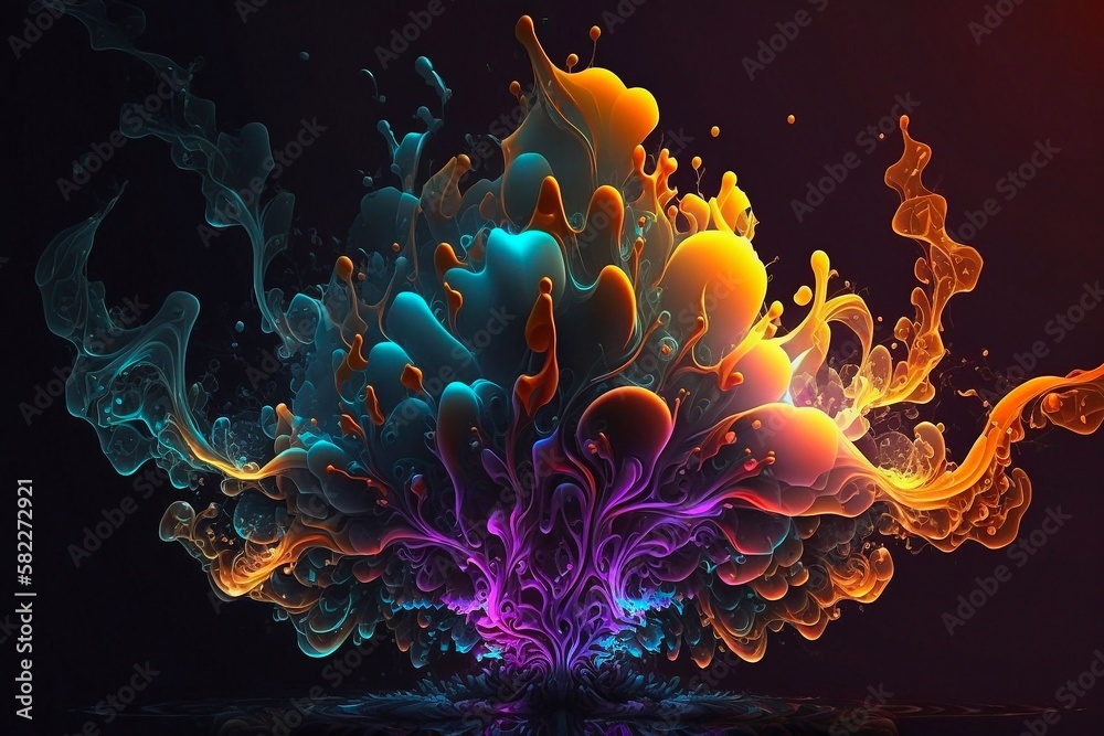 Obraz premium Colored liquid splashes. Generative AI