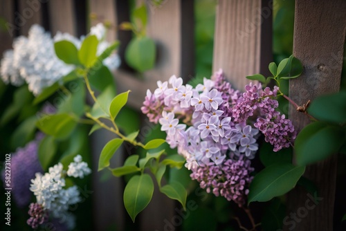 Blooming lilac flowers. Generative AI