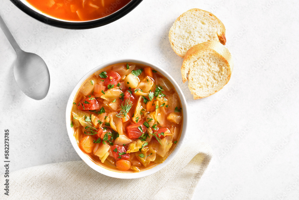 Cabbage soup in bowl Cabbage soup in bowl