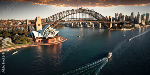 A view of Sydney Harbour from the water - Generative AI