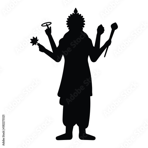indian god lord vishnu. ethnic deity of Hinduism mythology. vector illustration design