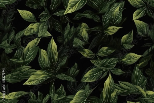 Green basil leaf texture. Generative AI