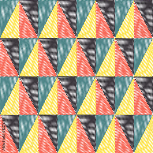 Seamless pattern of colored rhombuses with moire effect