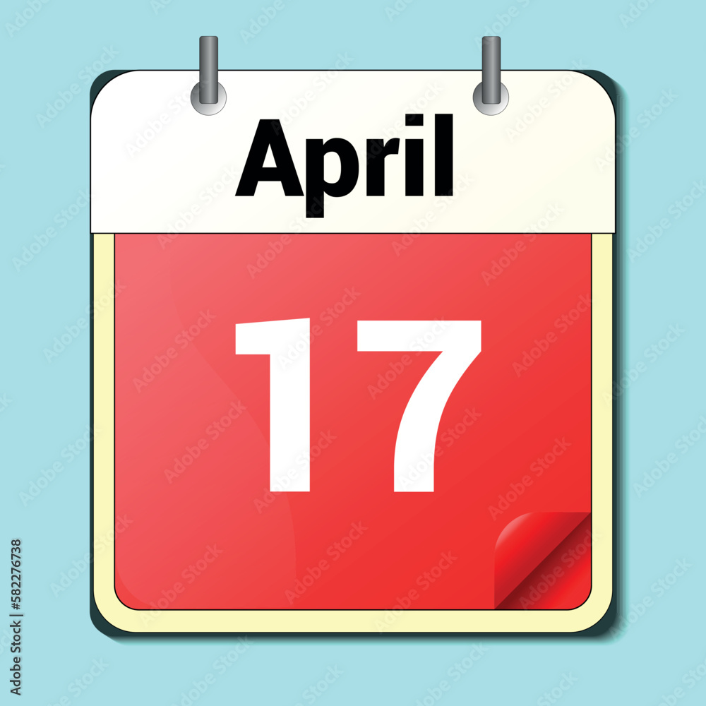 calendar vector drawing, date April 17 on the page calendar vector drawing, date April 17 on the page