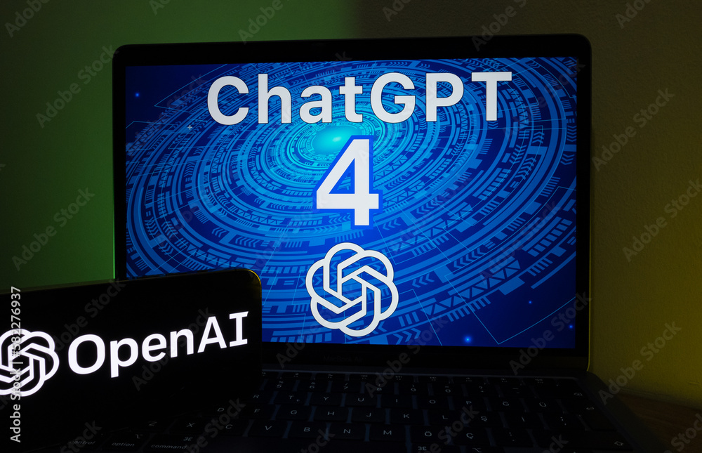 Chat Gpt 4 Logo on PC Screen, Openai Logo Mobile on Screen. Istanbul ...