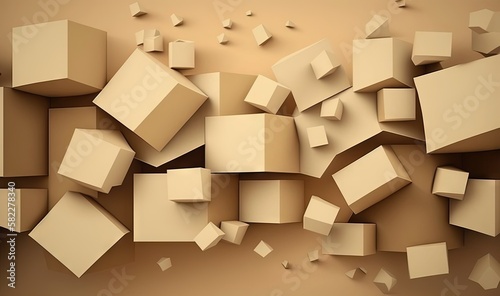  a bunch of boxes that are on a wall together with a brown wall in the background and a brown wall in the middle of the picture. generative ai