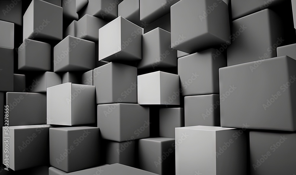 a black and white photo of a bunch of cubes on a wall with a black background that looks like a wall of cubes. generative ai a black and white photo of a bunch of cubes on a wall with a black background that looks like a wall of cubes. generative ai