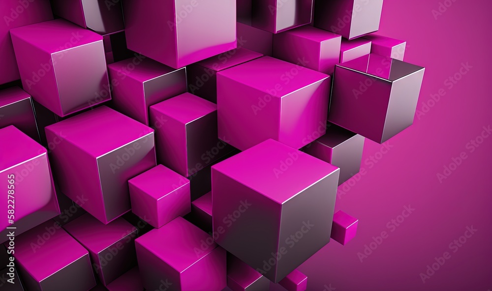 a bunch of pink cubes are stacked together on a purple surface with a pink background and a black one in the middle of the image. generative ai a bunch of pink cubes are stacked together on a purple surface with a pink background and a black one in the middle of the image. generative ai