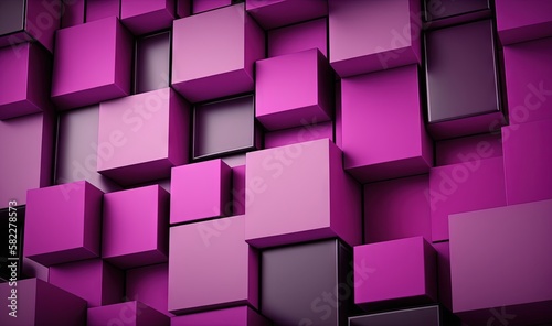  a purple and black background with squares and rectangles on it's sides and a black square in the middle of the image. generative ai