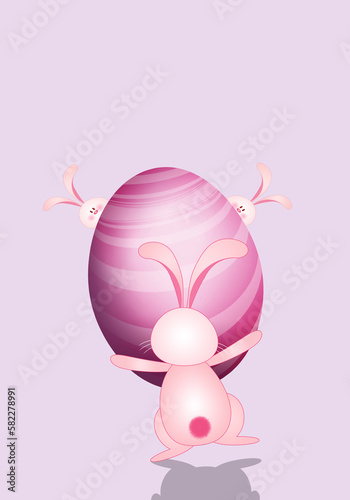 an illustration of bunnies with Easter Eggs