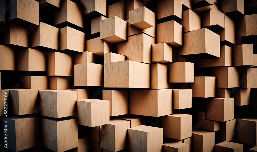 a wall made of wooden cubes with a black background and a black background with a white background and a black background with a brown background. generative ai a wall made of wooden cubes with a black background and a black background with a white background and a black background with a brown background. generative ai