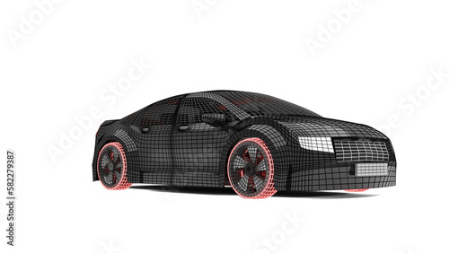 sports car wireframe made in 3d