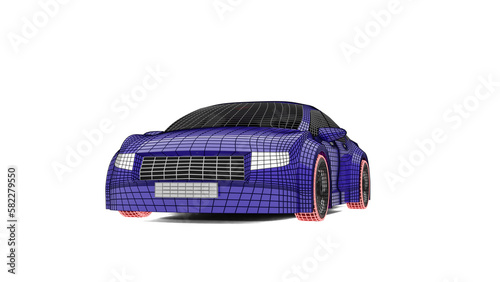 sports car wireframe made in 3d