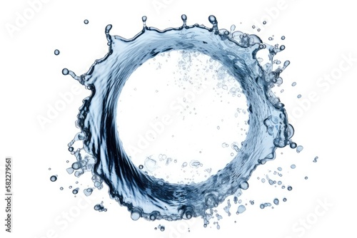 Isolated water circle on a white backdrop. Generative AI