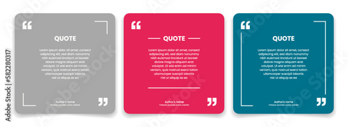 3D bubble testimonial banner, quote, infographic. Social media post template designs for quotes. Empty speech bubbles, quote bubbles and text box. Vector Illustration EPS10.
