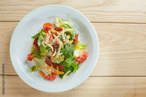 summer diet salad on a white plate