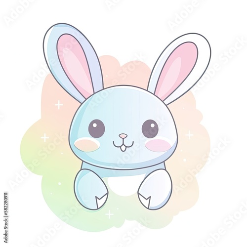 Springtime Bunny: Adorable Easter Illustration, Generated by Generative AI