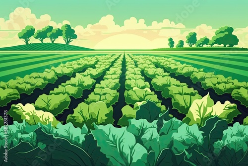 Fresh and Healthy: Summer Vegetarian Harvest of Lettuce in a Natural Green Background. Generative AI