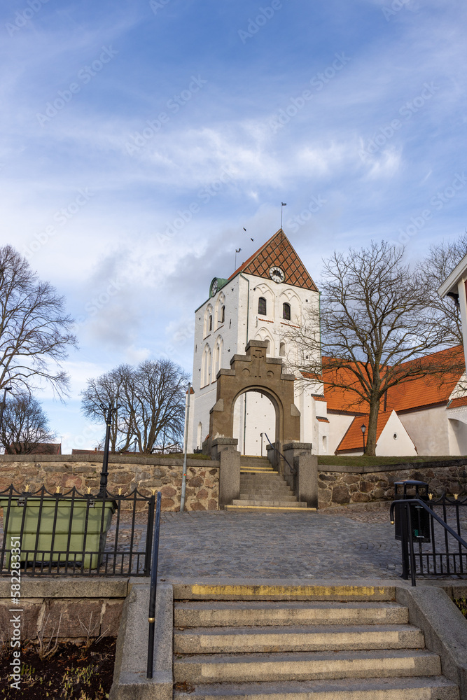 Stone steps leading up to Ronneby church in Sweden